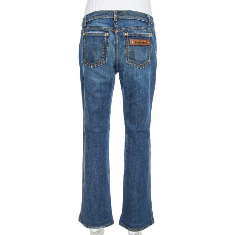 Pre Owned Roberto Cavalli Blue Medium Washed Denim Straight Leg Jeans L