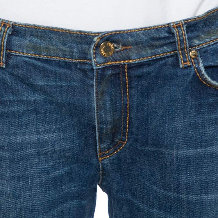 Pre Owned Roberto Cavalli Blue Medium Washed Denim Straight Leg Jeans L