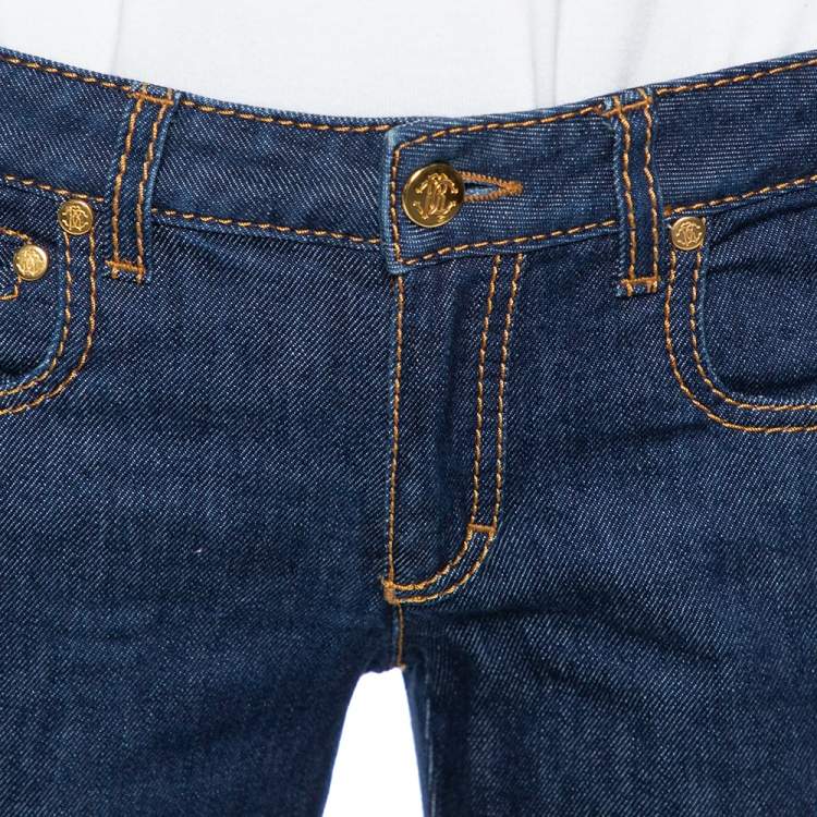 Pre Owned Roberto Cavalli Indigo Dark Wash Denim Flared Jeans S
