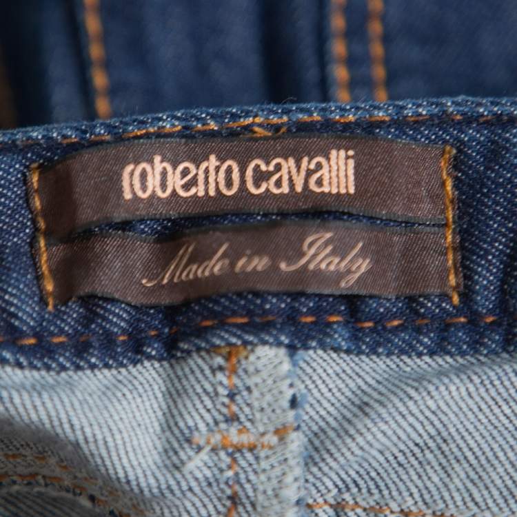 Pre Owned Roberto Cavalli Indigo Dark Wash Denim Flared Jeans S