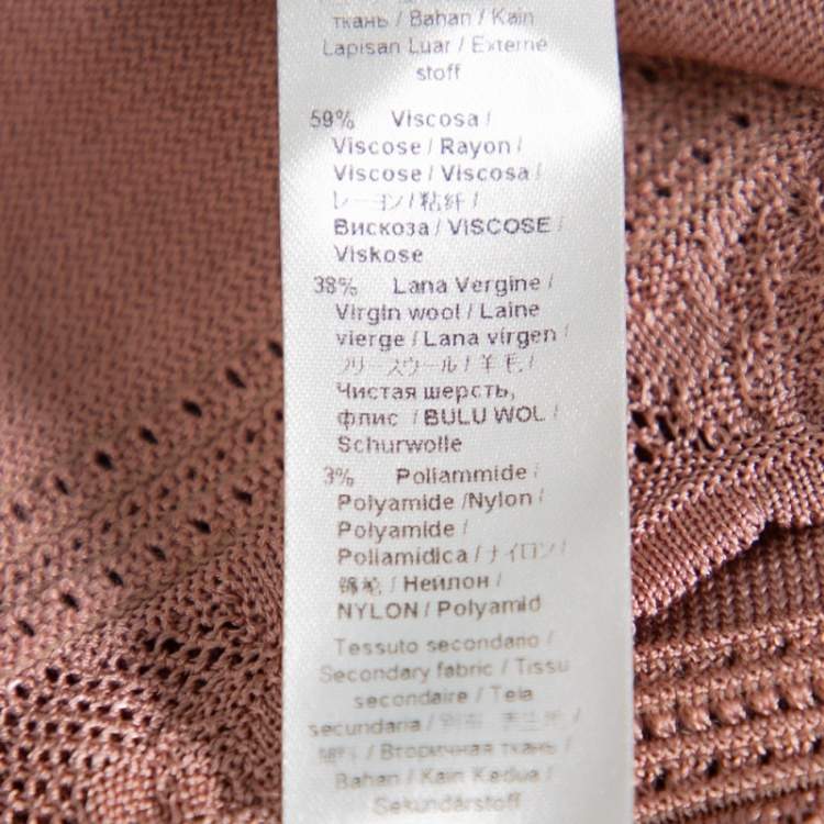 Pre Owned Roberto Cavalli Blush Pink Wool Floral Print Sleeve Detail Drop Waist Tunic S 