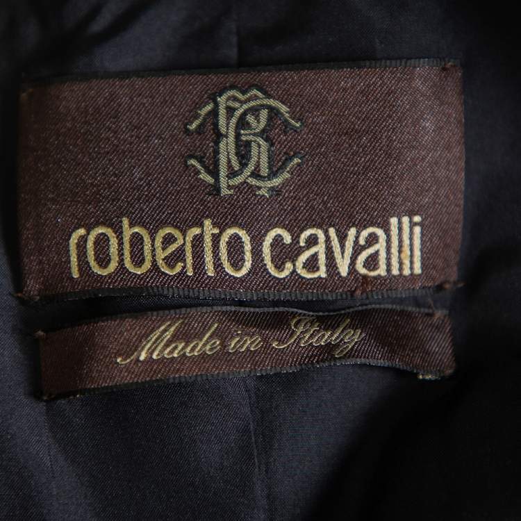 Pre Owned Roberto Cavalli Beige Animal Print Silk Tailored Blazer S
