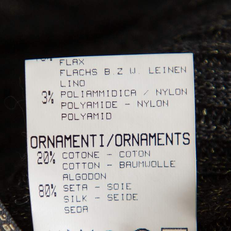Pre Owned Roberto Cavalli Black Lurex Knit Pintuck Detail Sheer Top M