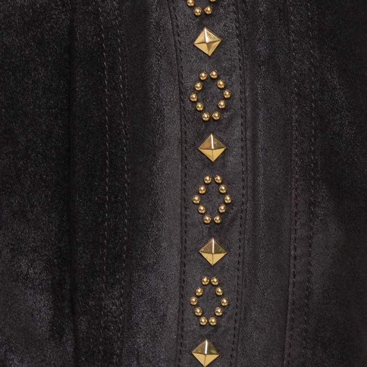 Pre Owned Roberto Cavalli Brown Leather Vintage Cropped Trousers M