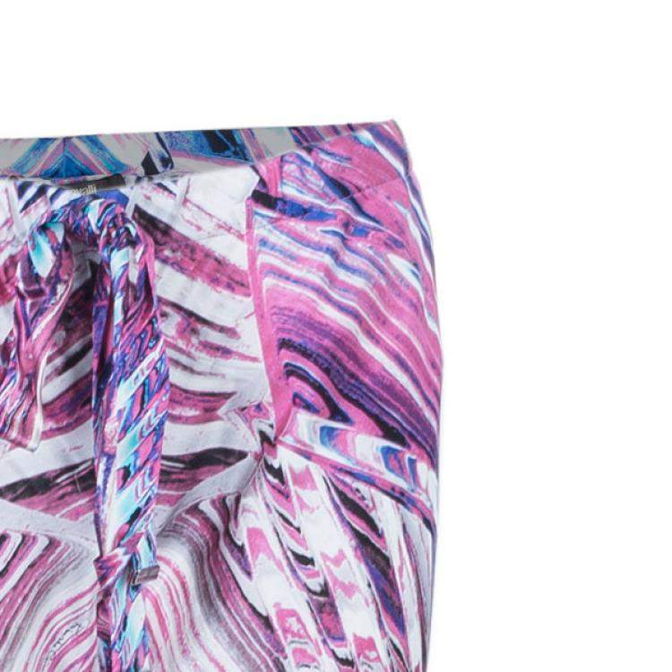 Pre Owned Roberto Cavalli Pink Hued Silk Palazzo Pants S