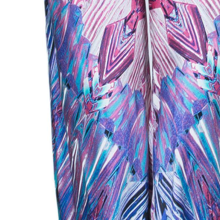 Pre Owned Roberto Cavalli Pink Hued Silk Palazzo Pants S
