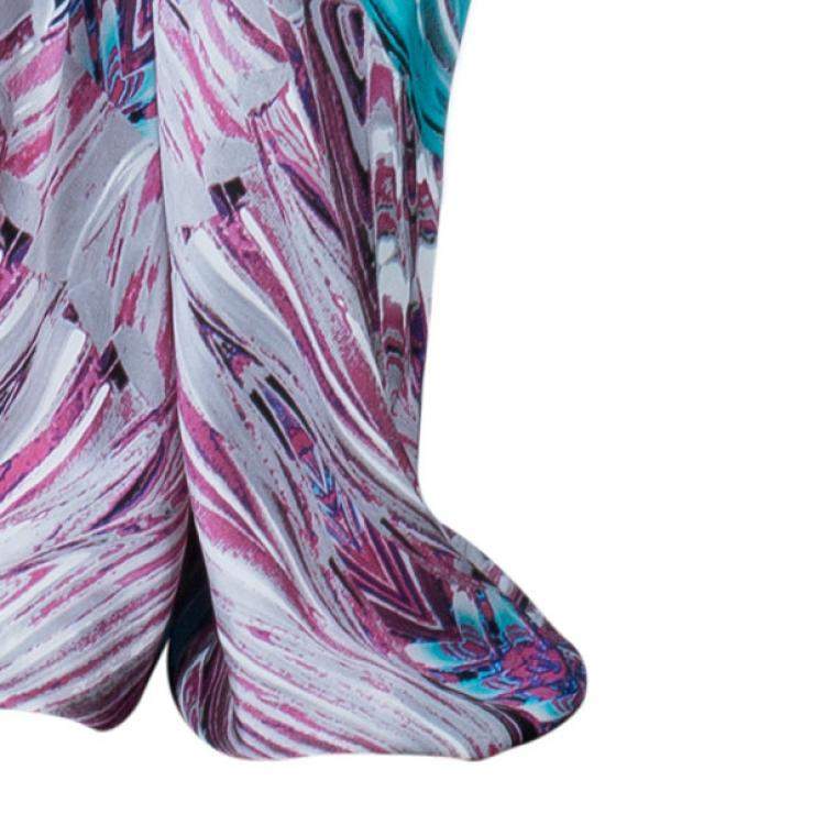 Pre Owned Roberto Cavalli Pink Hued Silk Palazzo Pants S