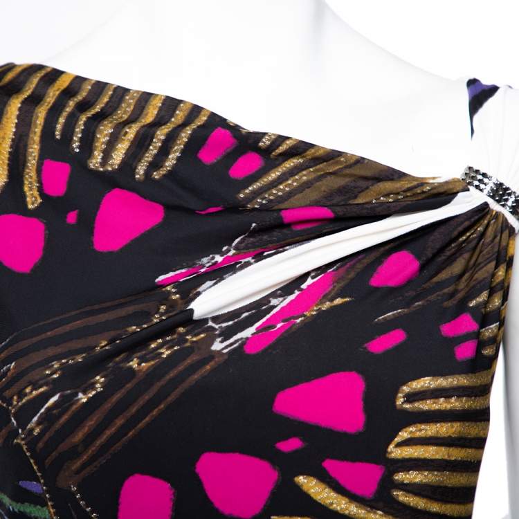 Pre Owned Roberto Cavalli Multicolor Printed Knit Sleeveless Sheath Dress S
