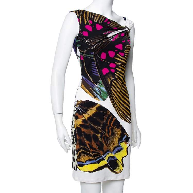 Pre Owned Roberto Cavalli Multicolor Printed Knit Sleeveless Sheath Dress S