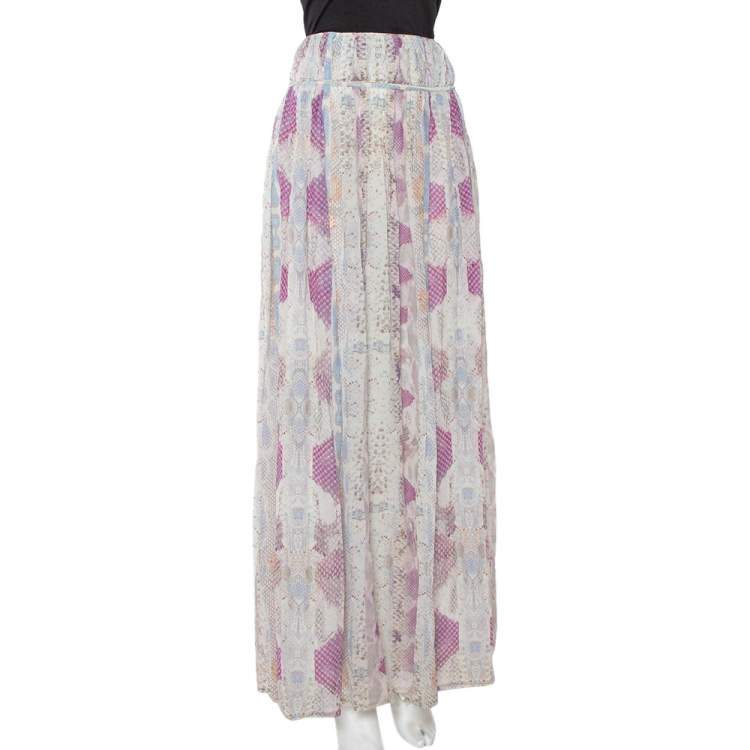 مملوكة مسبقًا Roberto Cavalli Multicolor Snakeskin Printed Silk Maxi Skirt L