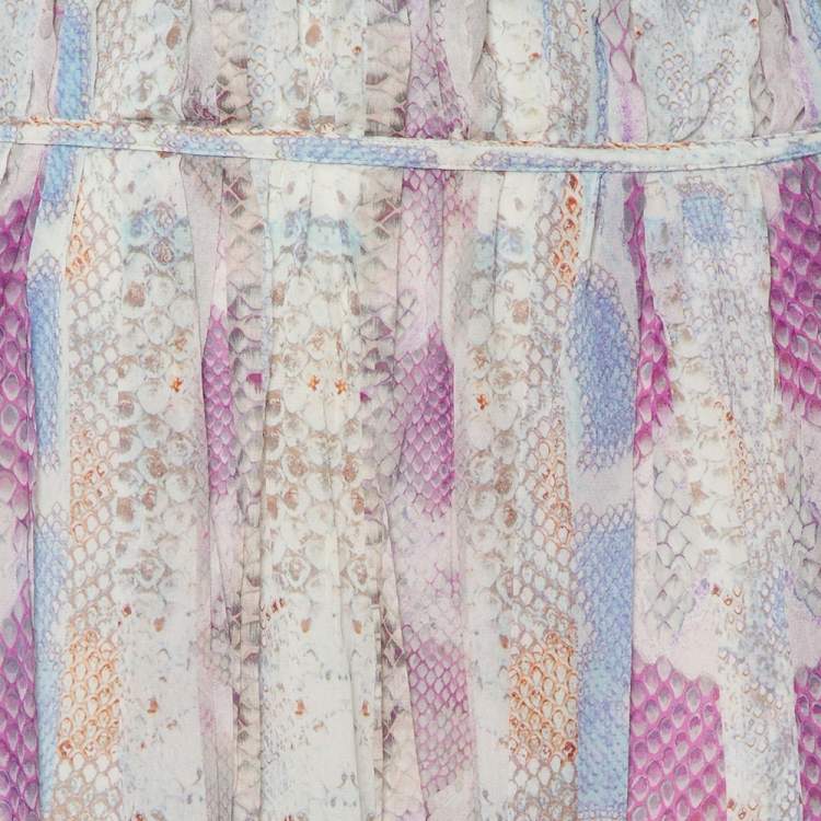 مملوكة مسبقًا Roberto Cavalli Multicolor Snakeskin Printed Silk Maxi Skirt L