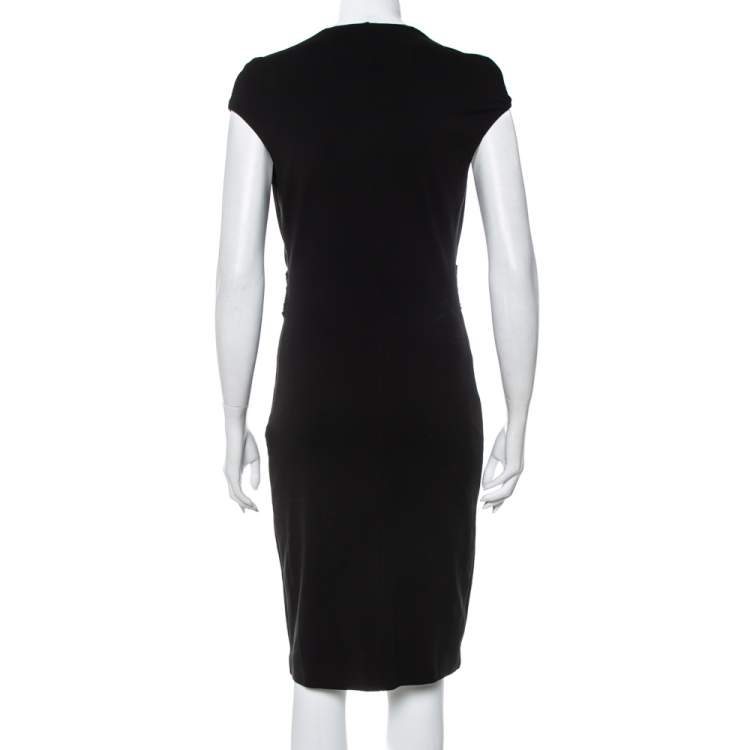 مملوكة مسبقًا Roberto Cavalli Black Knit Embellished Waist Detail Plunge Neck Sheath Dress M