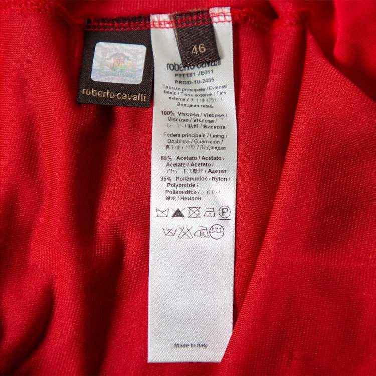 Pre Owned Roberto Cavalli Red Knit Shoulder Brooch Detail Sleeveless Maxi Dress L