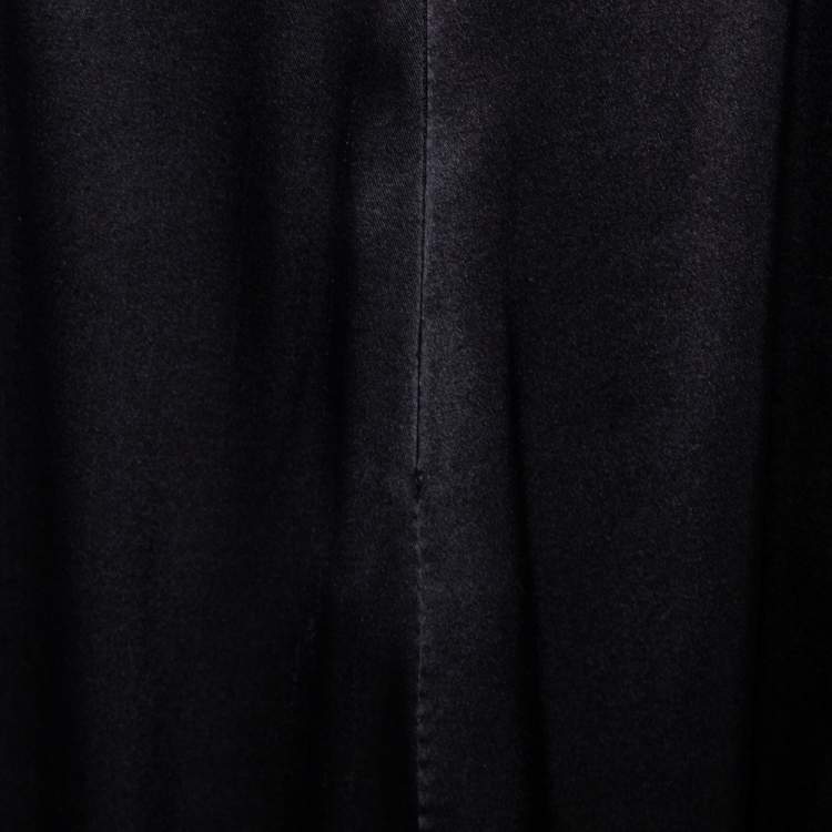 Pre Owned Roberto Cavalli Black Printed Satin Draped Sleeveless Mini Dress M