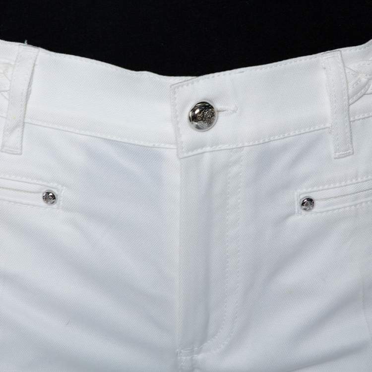 Pre Owned Roberto Cavalli White Denim Bootcut Jeans L