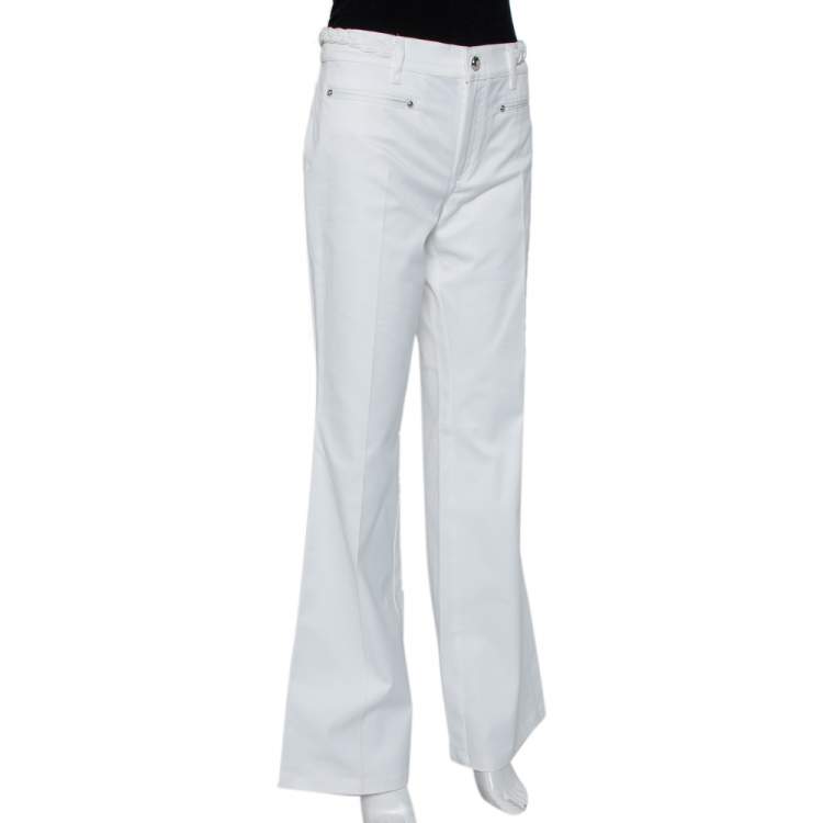 Pre Owned Roberto Cavalli White Denim Bootcut Jeans L