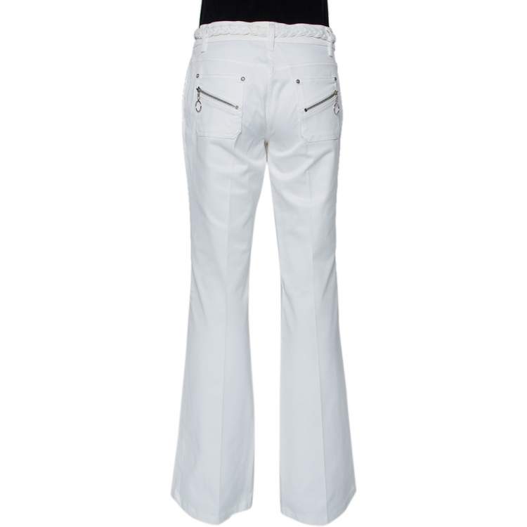 Pre Owned Roberto Cavalli White Denim Bootcut Jeans L