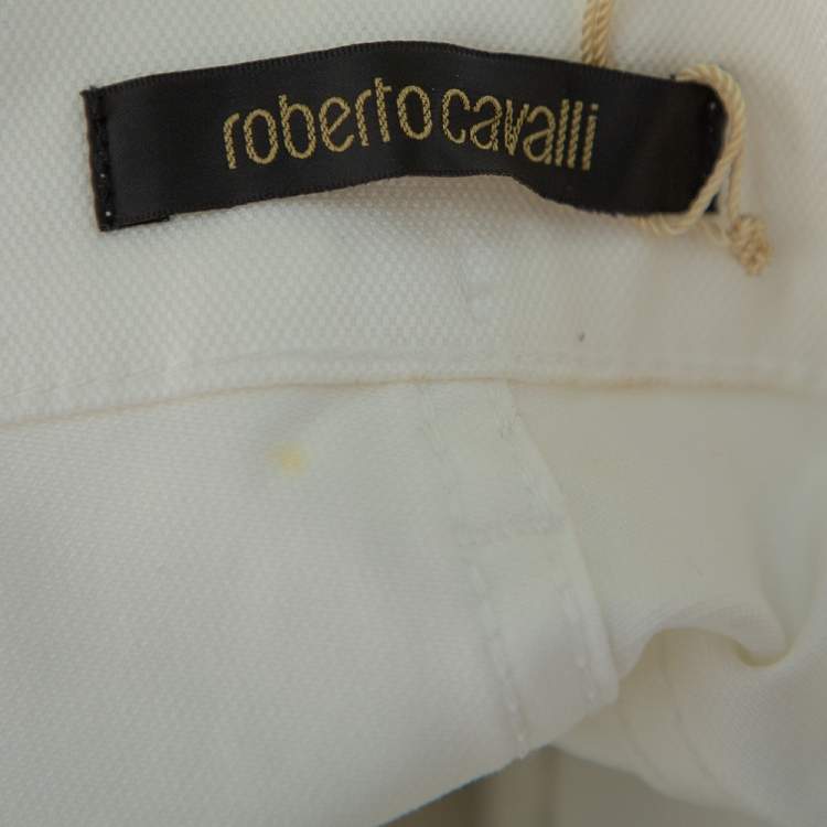 Pre Owned Roberto Cavalli White Denim Bootcut Jeans L