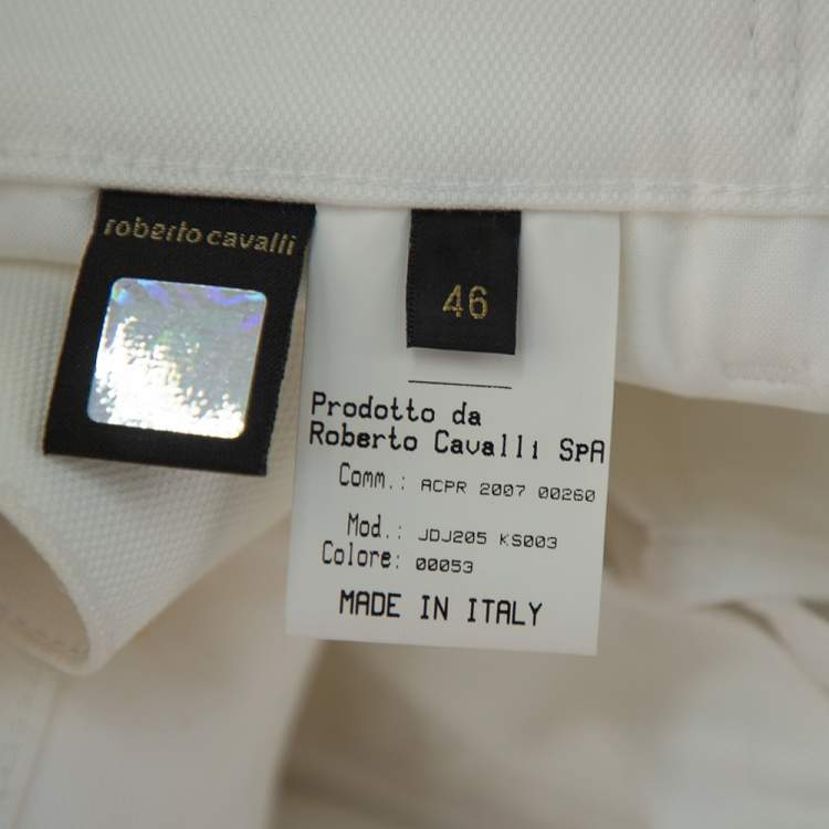 Pre Owned Roberto Cavalli White Denim Bootcut Jeans L