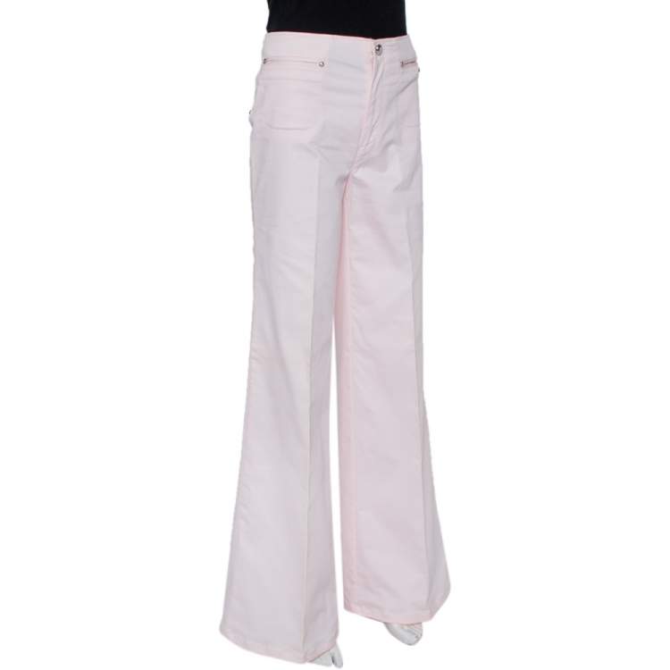 Pre Owned Roberto Cavalli Pink Cotton Palazzo Pants L