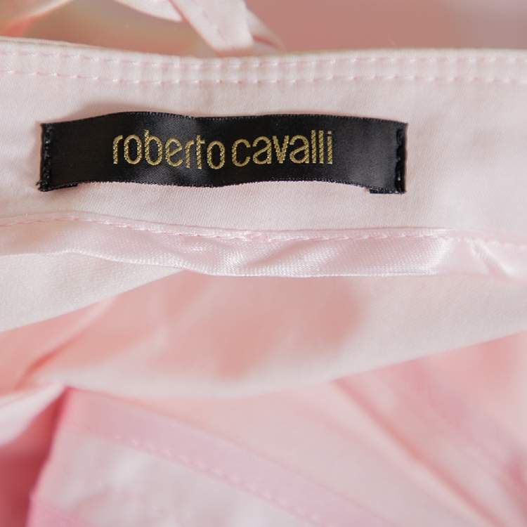 Pre Owned Roberto Cavalli Pink Cotton Palazzo Pants L