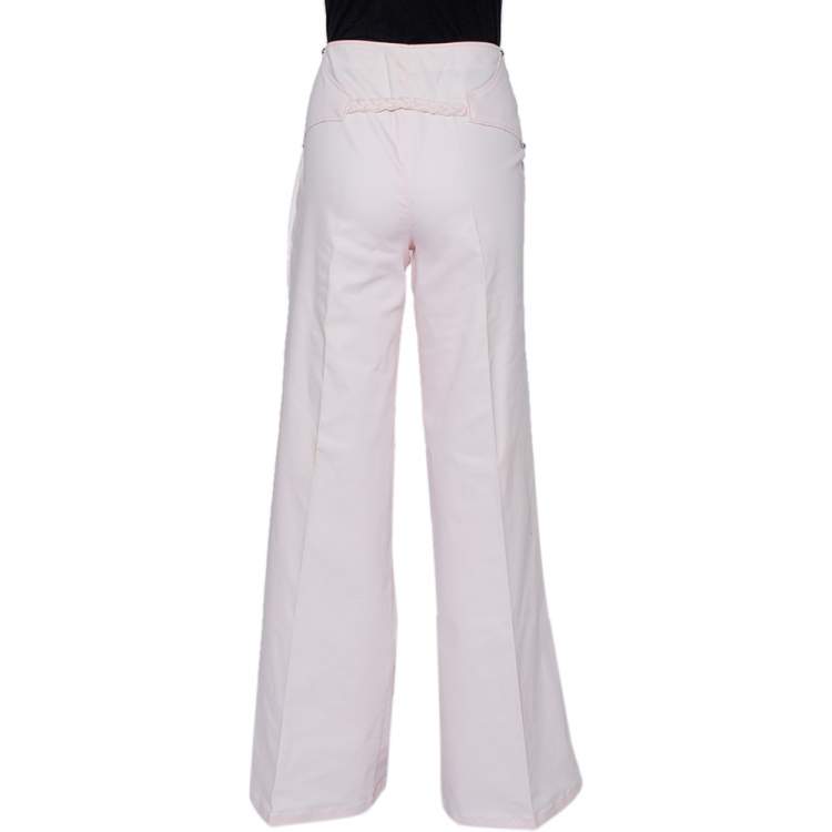 Pre Owned Roberto Cavalli Pink Cotton Palazzo Pants L