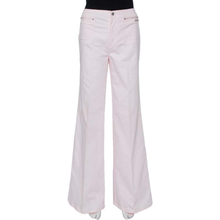 Pre Owned Roberto Cavalli Pink Cotton Palazzo Pants L