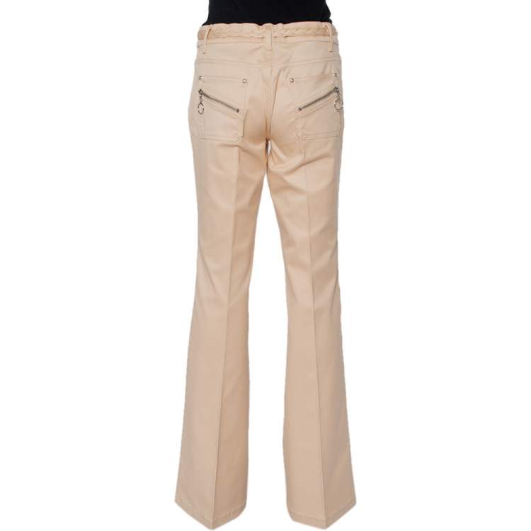 مملوكة مسبقًا Roberto Cavalli Beige Cotton Bootcut Trousers L