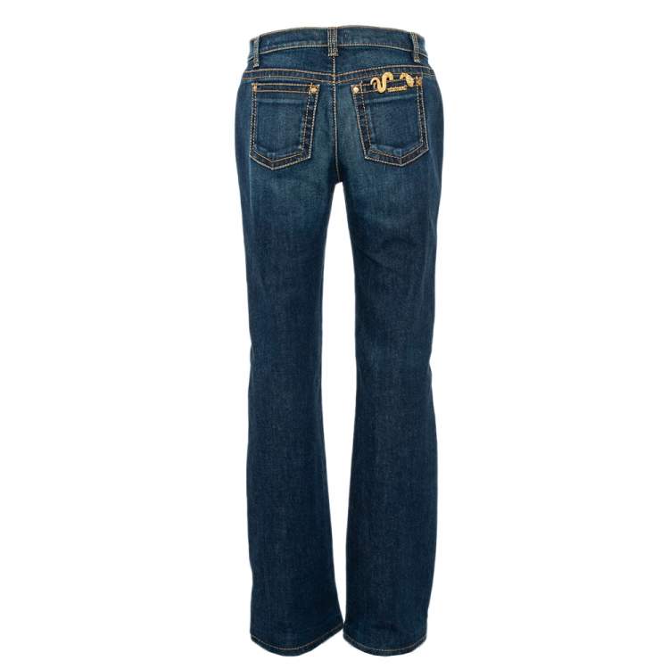 Pre Owned Roberto Cavalli Navy Blue Denim Straight Leg Jeans XL