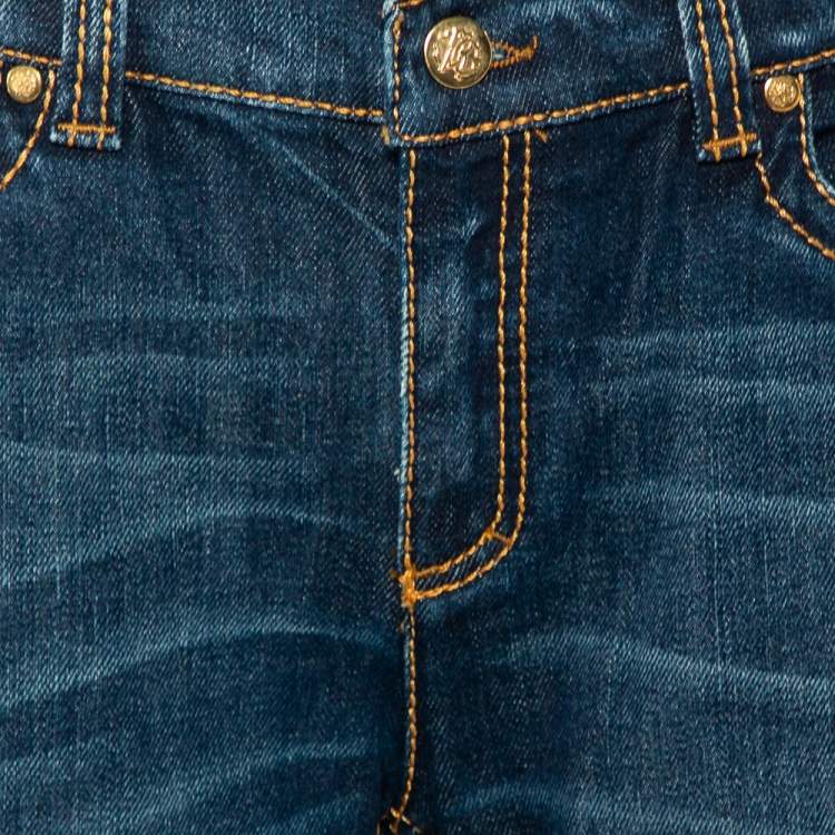 Pre Owned Roberto Cavalli Navy Blue Denim Straight Leg Jeans XL