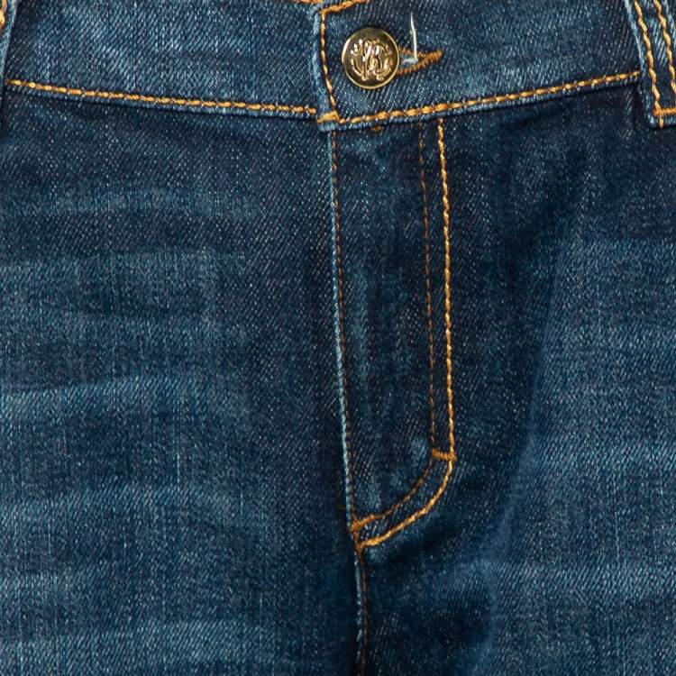 Pre Owned Roberto Cavalli Navy Blue Denim Straight Leg Jeans XL