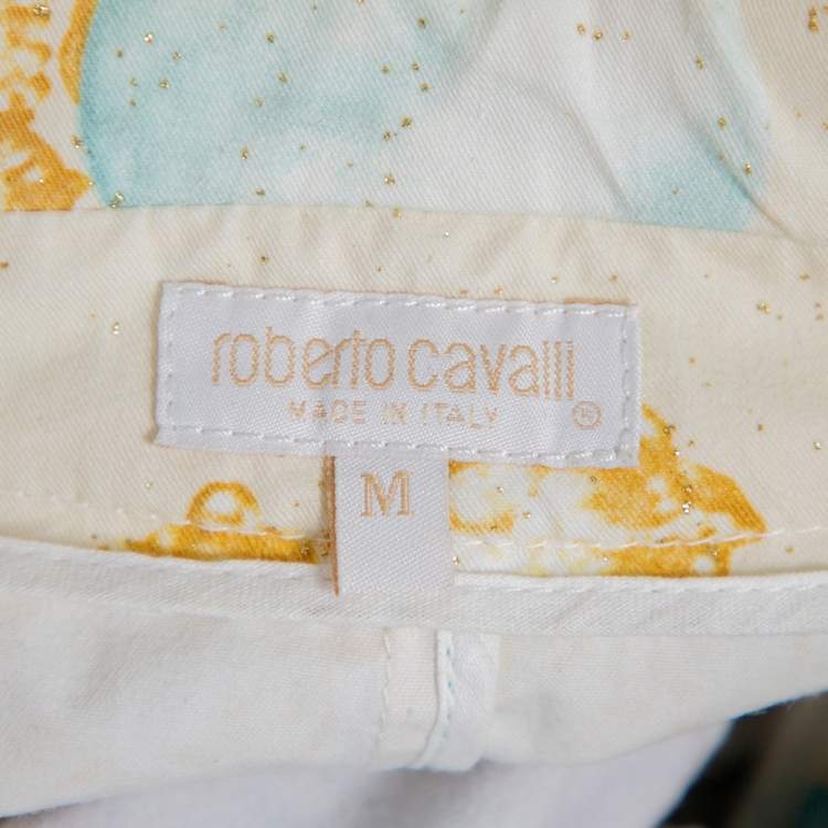 Pre Owned Roberto Cavalli Multicolor Floral Printed Cotton Chain Detail Blazer M