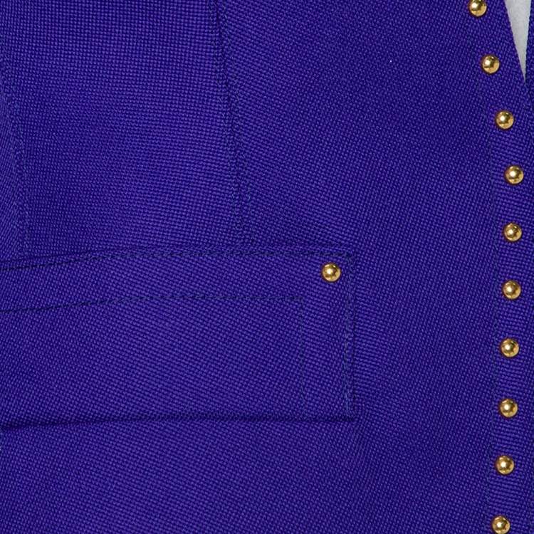 Pre Owned Roberto Cavalli Purple Wool Rock Stud Detail Hook Front Blazer S
