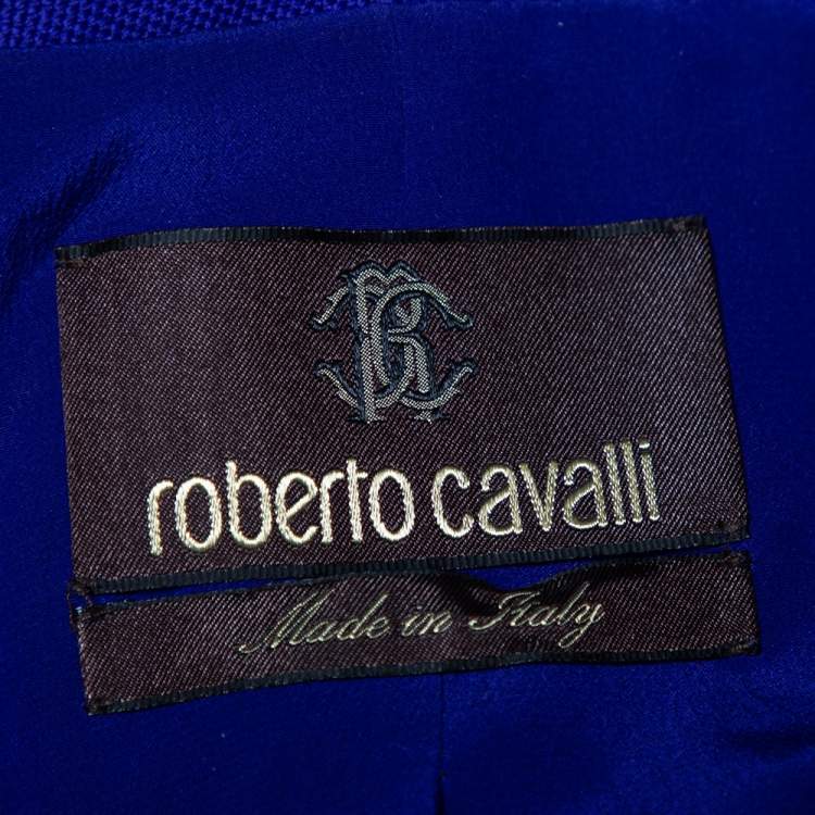 Pre Owned Roberto Cavalli Purple Wool Rock Stud Detail Hook Front Blazer S