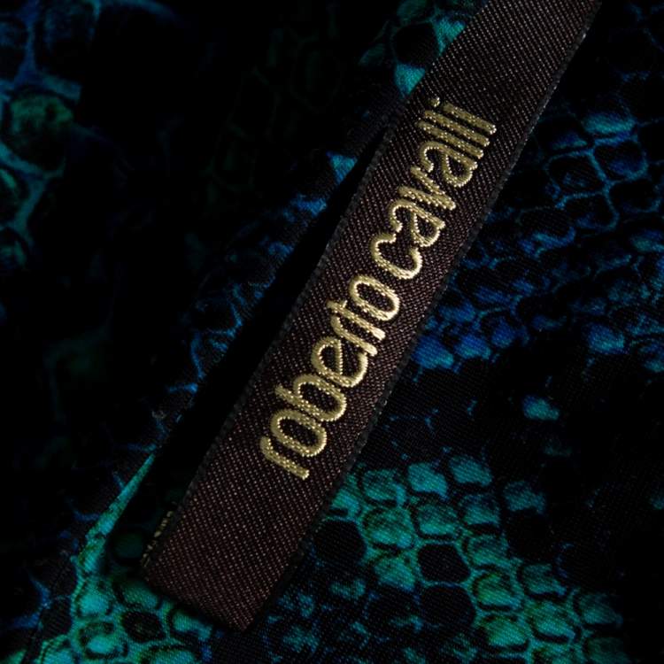 مملوكة مسبقًا Roberto Cavalli Blue Snakeskin Printed Jersey Maxi Dress M