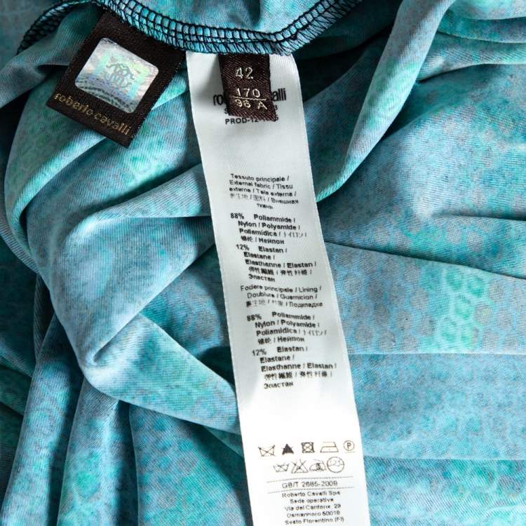 مملوكة مسبقًا Roberto Cavalli Blue Snakeskin Printed Jersey Maxi Dress M