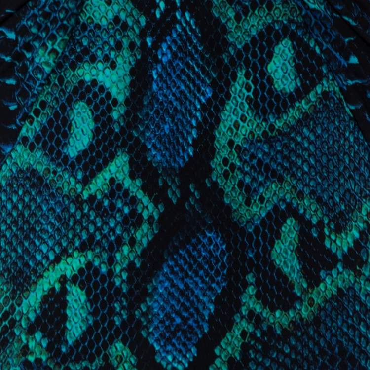مملوكة مسبقًا Roberto Cavalli Blue Snakeskin Printed Jersey Maxi Dress M