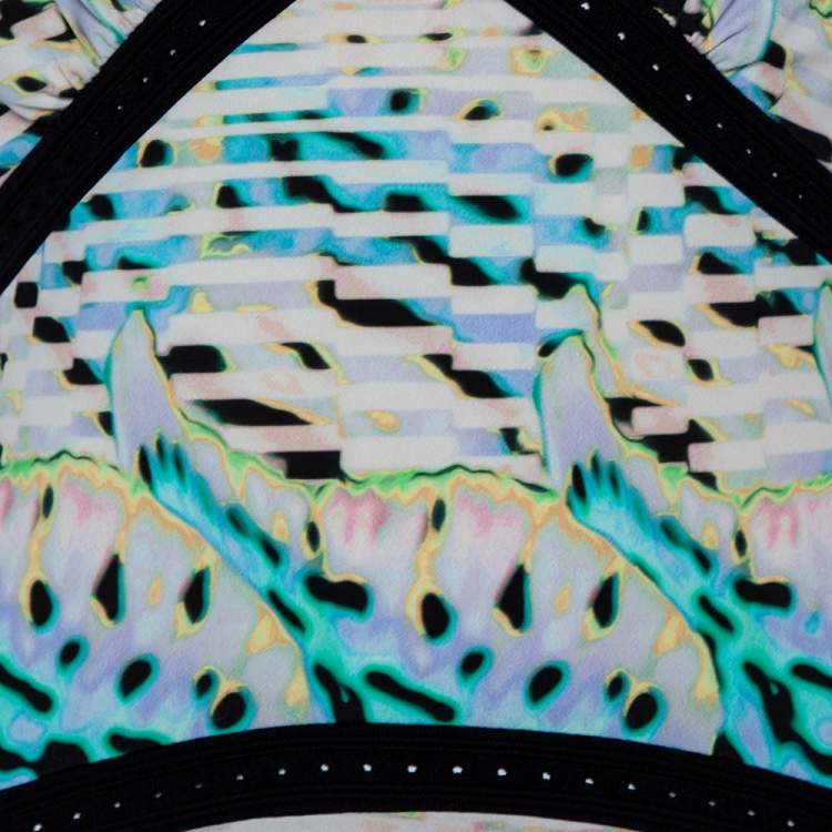 Pre Owned Roberto Cavalli Multicolor Printed Knit Paneled Sleeveless Maxi Dress M