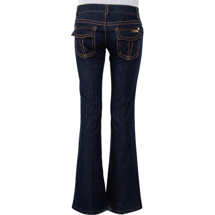 Pre Owned Roberto Cavalli Navy Blue Denim Bootcut Jeans S