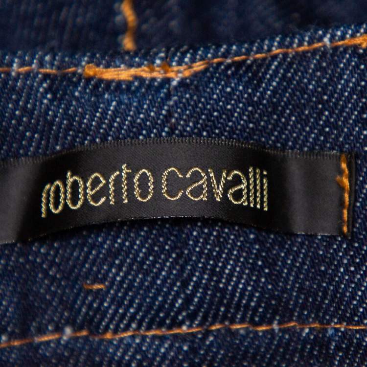 Pre Owned Roberto Cavalli Navy Blue Denim Bootcut Jeans S