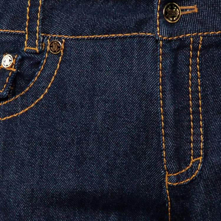 Pre Owned Roberto Cavalli Navy Blue Denim Bootcut Jeans S