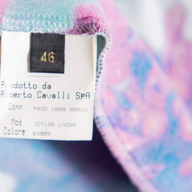 Pre Owned Roberto Cavalli Multicolor Printed Jersey Sleeveless Mini Dress L