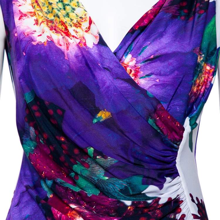 Pre Owned Roberto Cavalli Multicolor Printed Jersey Sleeveless Mini Dress L