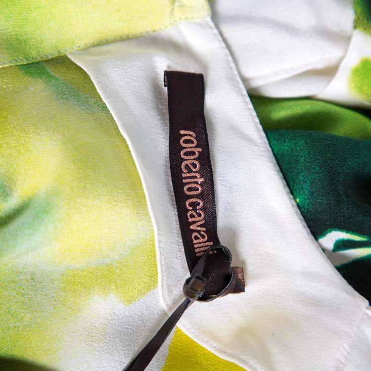 Pre Owned Roberto Cavalli Multicolor Printed Silk Top M