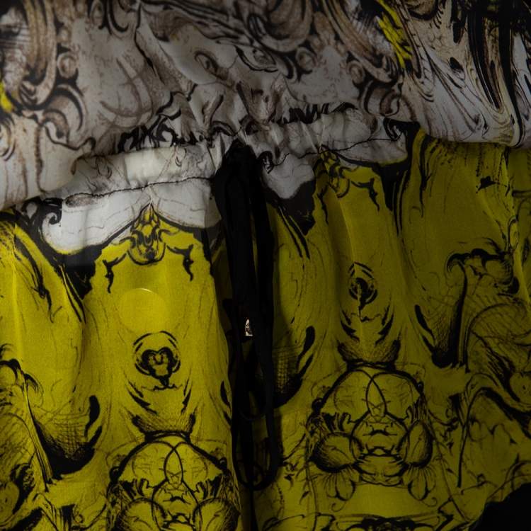 مملوكة مسبقًا Roberto Cavalli Yellow Printed Silk Sequin Detail Oversized Tunic S
