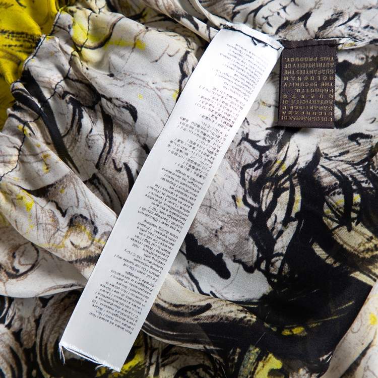 مملوكة مسبقًا Roberto Cavalli Yellow Printed Silk Sequin Detail Oversized Tunic S