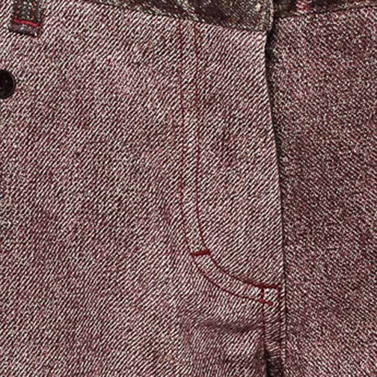 Pre Owned Roberto Cavalli Purple Lurex Denim Embellished Waist Detail Straight Leg Denim XL