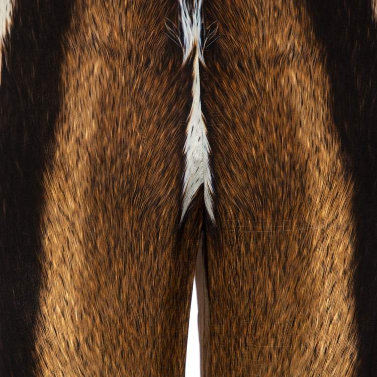Pre Owned Roberto Cavalli Brown Animal Print Silk Palazzo Pants L