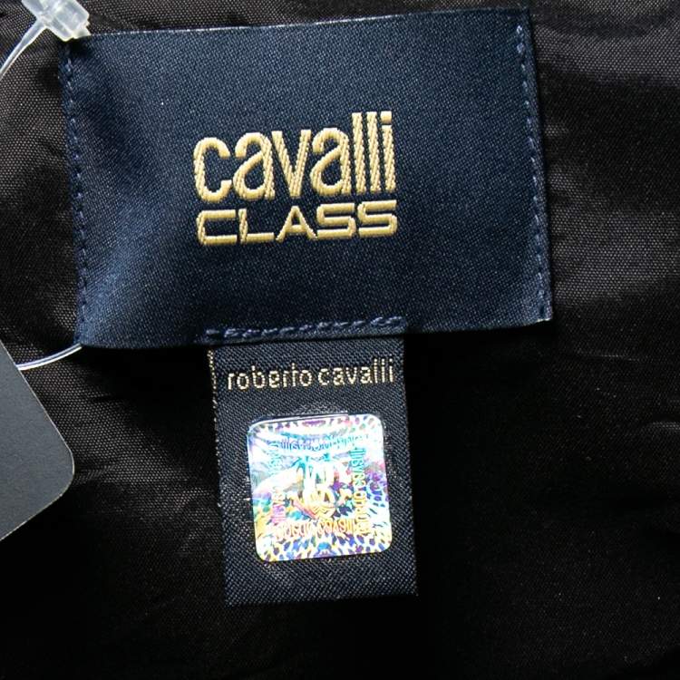 Pre Owned Roberto Cavalli Multicolored Printed Sateen Pleated Midi Dress L 