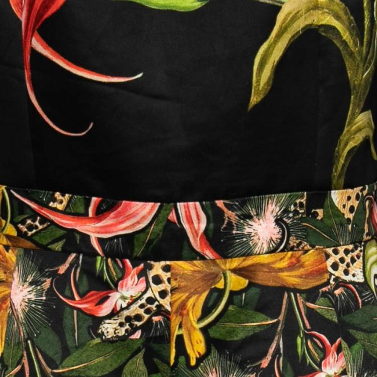 Pre Owned Roberto Cavalli Multicolored Printed Sateen Pleated Midi Dress L 